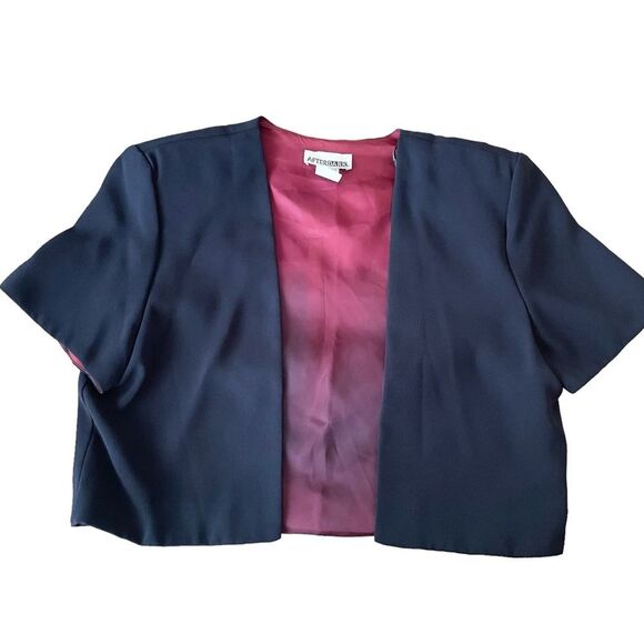 AfterDark Navy Blue Pebble Georgette 2pc Lined Beaded Formal Jacket Dress Sz 10 - Picture 8 of 14